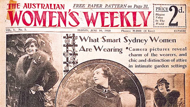 Front cover of The Australian Women's Weekly magazine, June 10, 1933, featuring elegantly dressed women in garden settings.