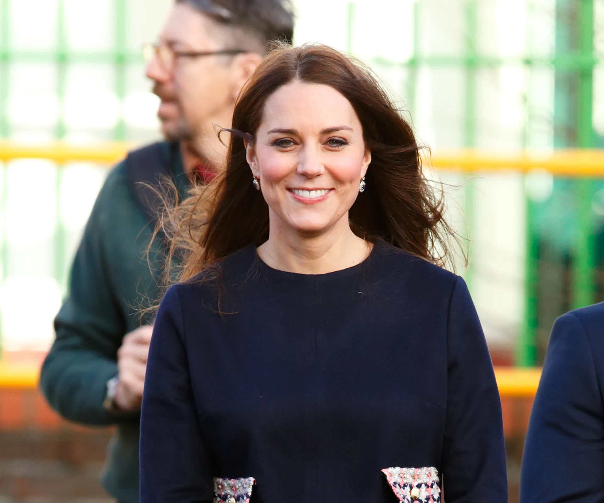 Kate Middleton baby bump, navy maternity dress