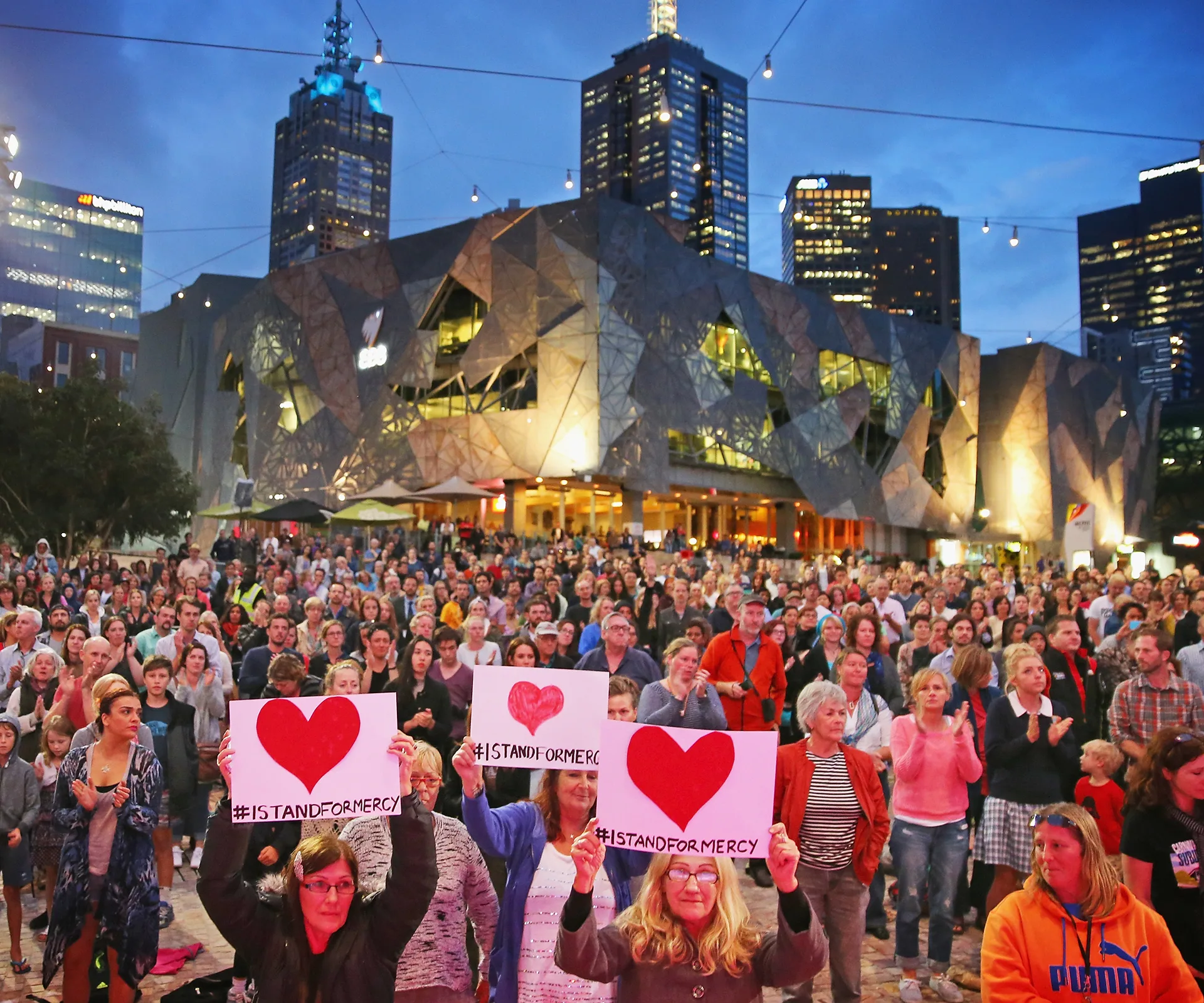 A Mercy vigil held in Melbourne for Andrew Chan and Myuran Sukumaran.