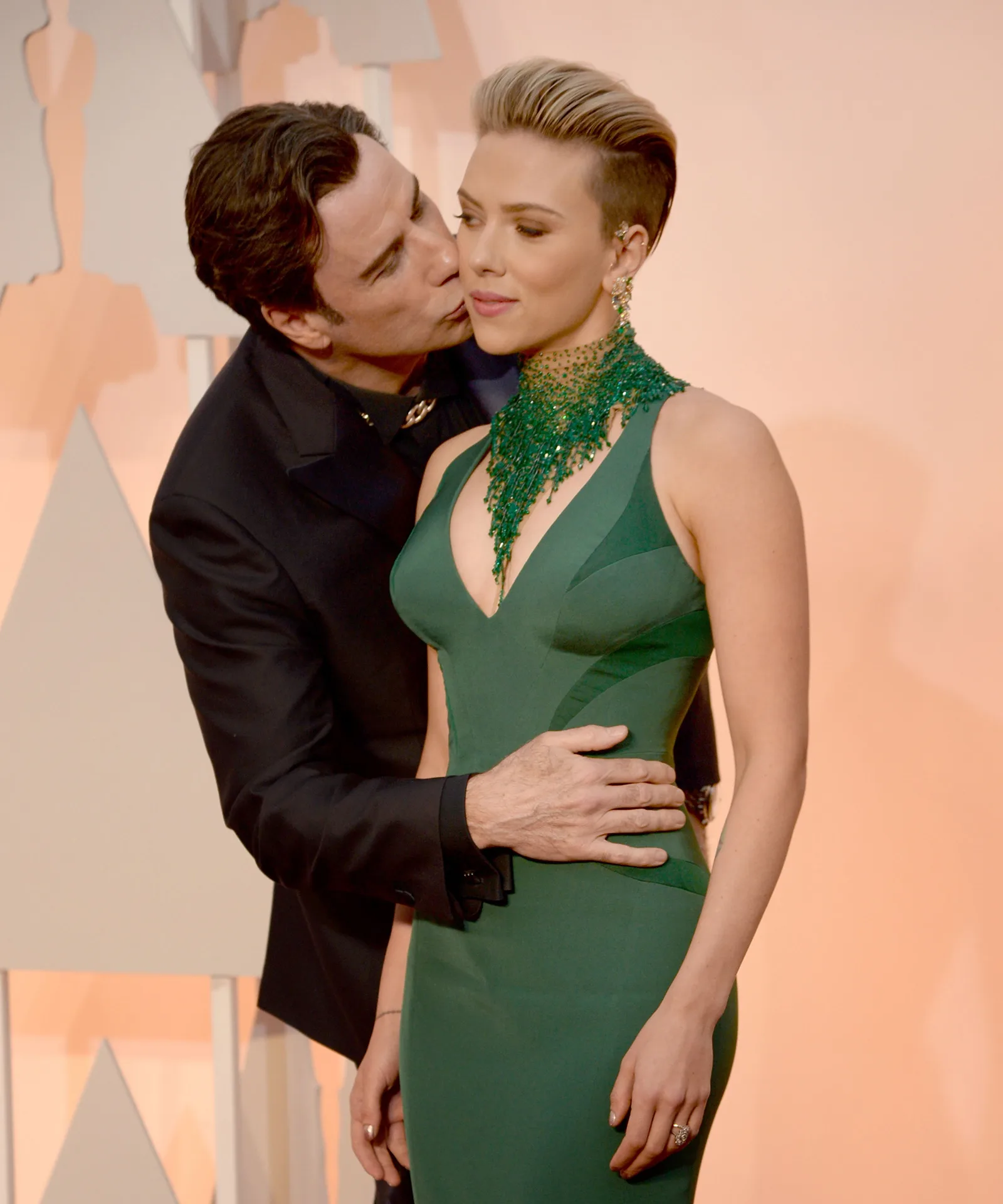 John Travolta's awkward kiss with Scarlett Johansson