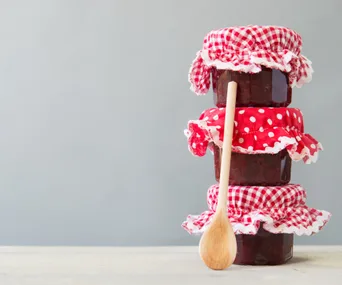 jams stacked on top of one another