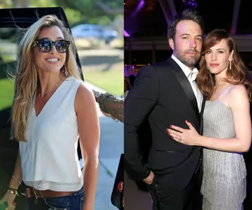 Two images: Left, a smiling woman in sunglasses; Right, a couple in formal attire at an event.