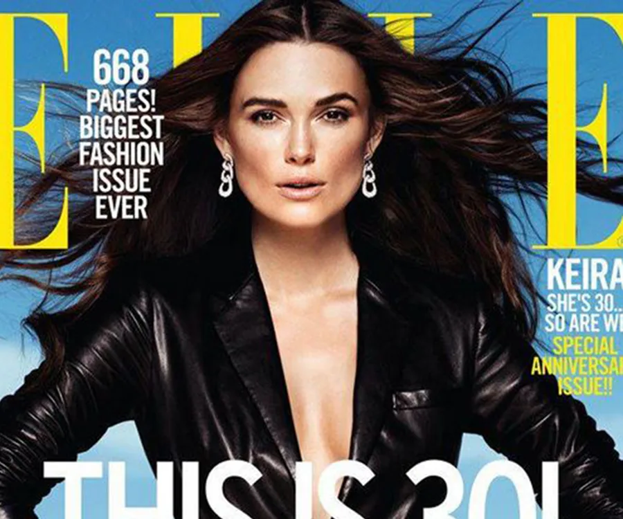 Elle magazine cover featuring a woman with long hair in a leather outfit. Text highlights 668 pages and a special issue.