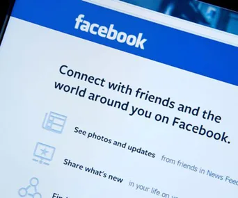"Close-up of Facebook login page showing the tagline 'Connect with friends and the world around you on Facebook.'"
