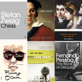 Book covers: "Chess" by Stefan Zweig, "Oblomov" by Ivan Goncharov, "Elective Affinities" by Goethe, more.