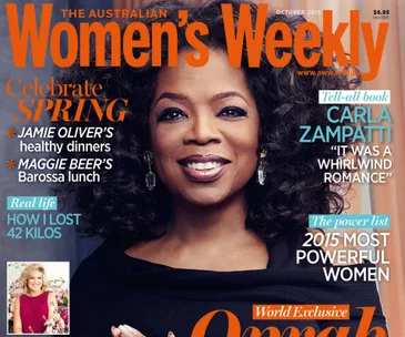Cover of The Australian Women's Weekly, October 2015, featuring a smiling woman with headlines on various topics.