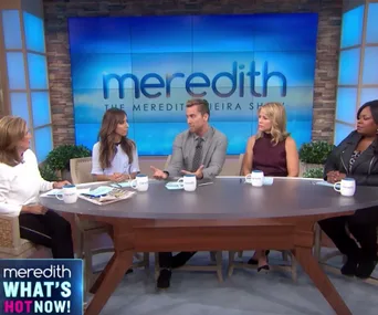 Five people sitting around a table on "The Meredith Vieira Show" discussing a topic.