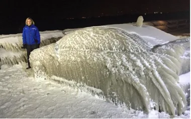 cars frozen in New York