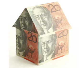 House made from folded Australian 20 dollar notes, representing home equity and financial concepts.