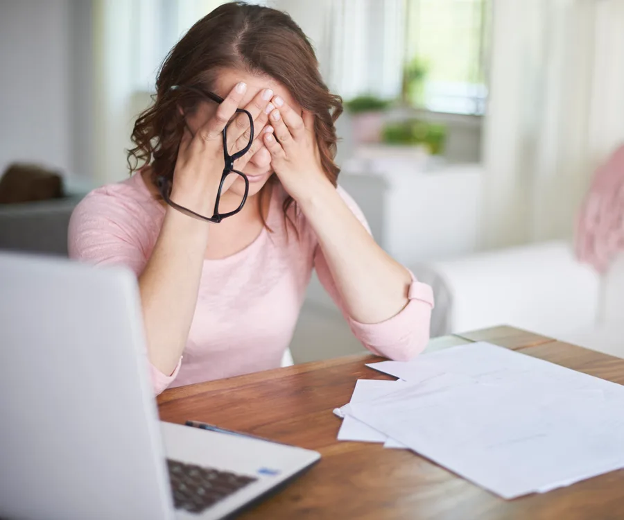 tired woman with glasses