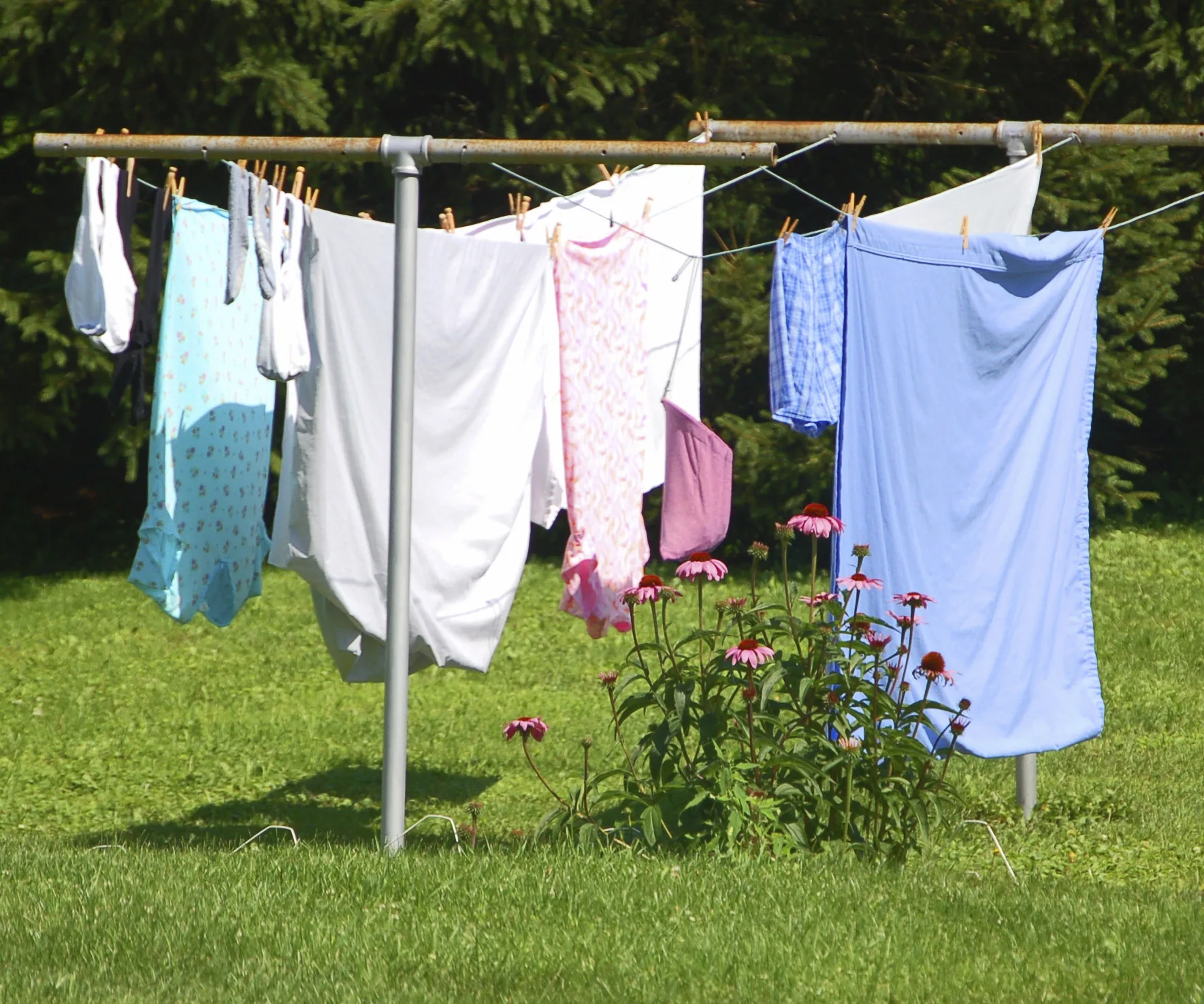 sheets hanging on a line