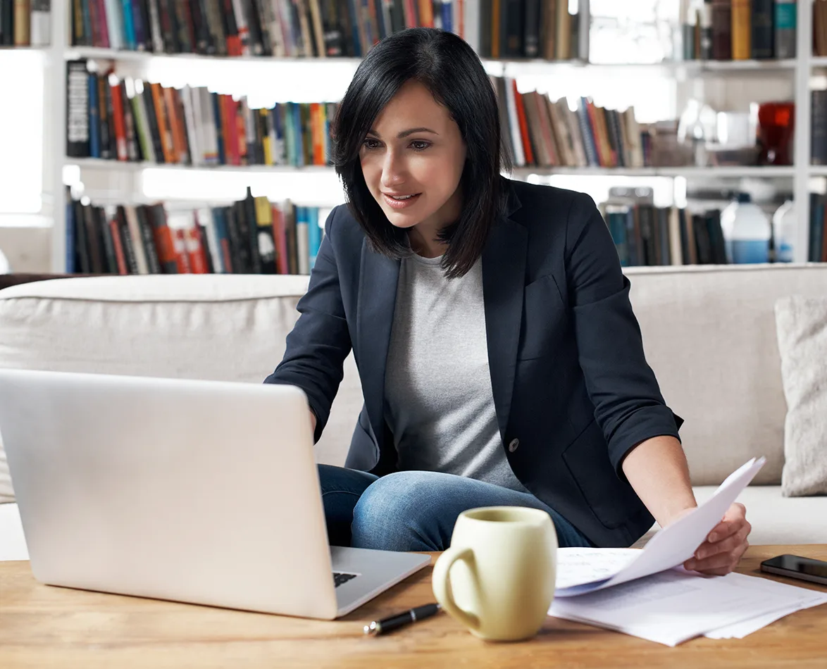 Woman checking finances online