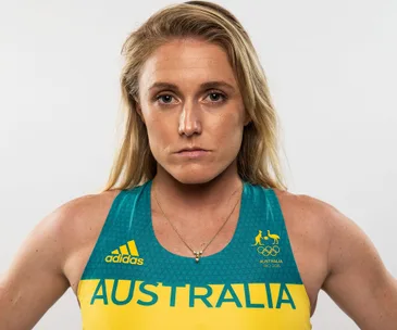 Australian athlete in Rio 2016 uniform with a serious expression.