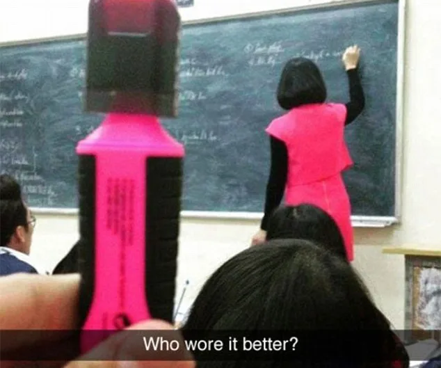 A person in pink teaching with pink highlighter foreground. Text: "Who wore it better?"