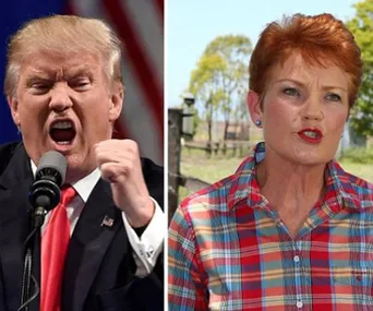 Two people in separate images; one speaking passionately into a microphone, the other outdoors, wearing a plaid shirt.