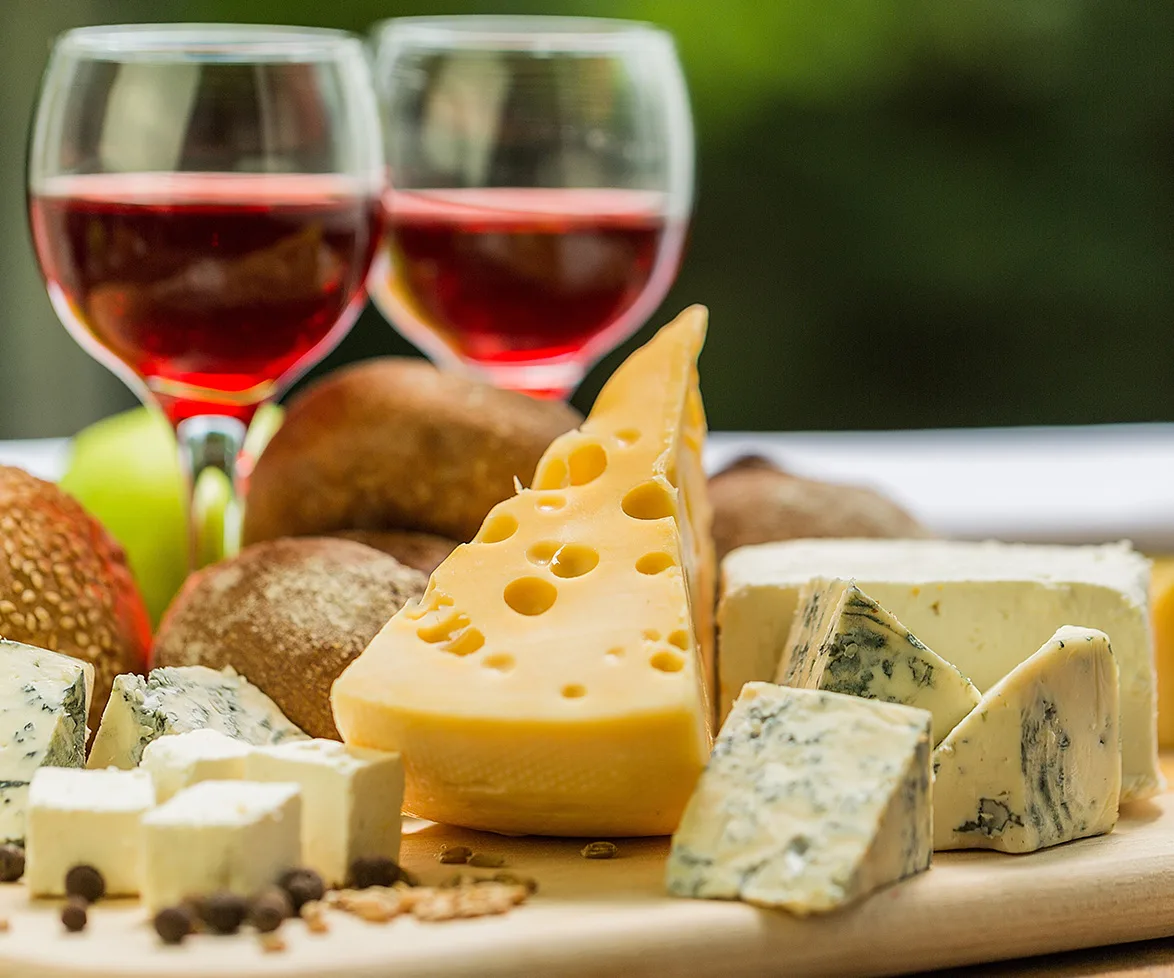 Wine and cheeseboard