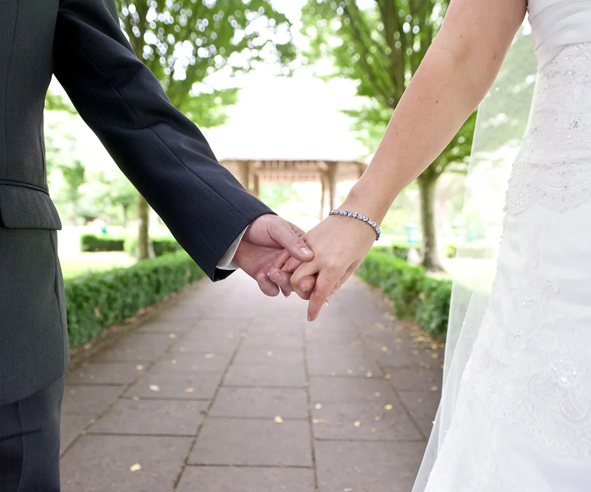 Husband and wife on their wedding day