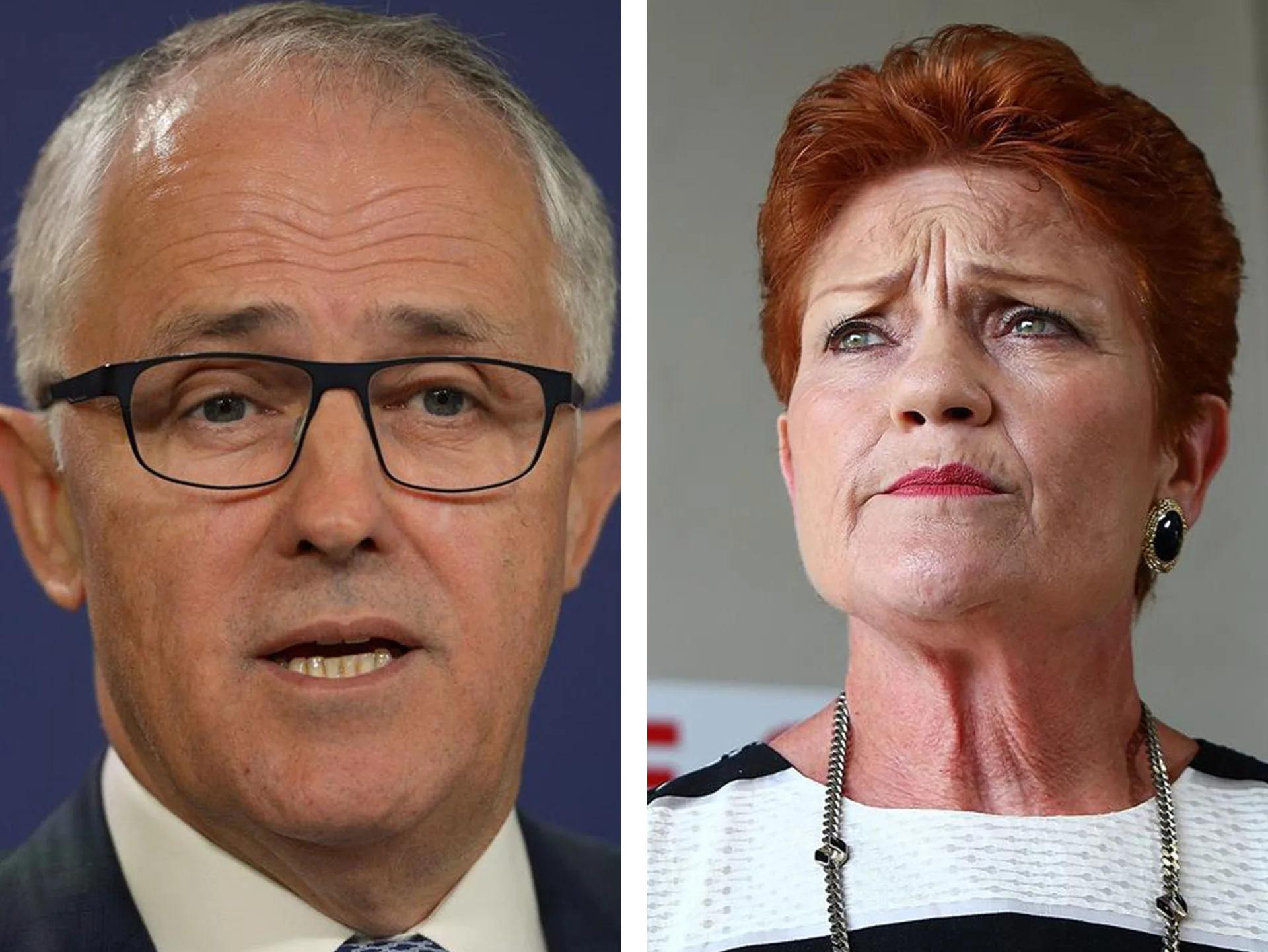 Two people are pictured side by side, one with glasses, appearing to speak, the other looking upwards with a serious expression.