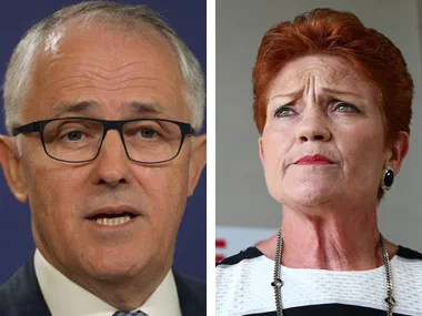 Two people are pictured side by side, one with glasses, appearing to speak, the other looking upwards with a serious expression.