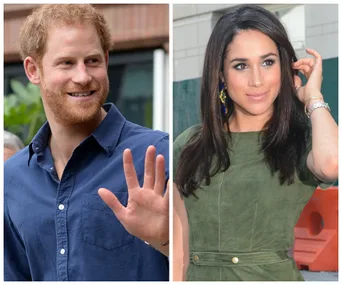 Two individuals smiling and posing separately; one waving, the other touching hair.