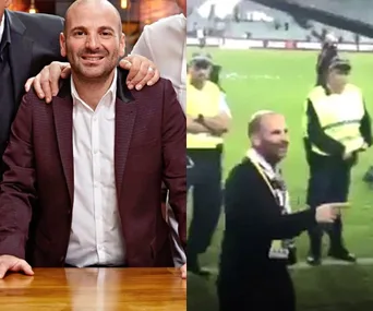 Moment MasterChef’s George Calombaris shoves a man who was taunting him for underpaying his staff