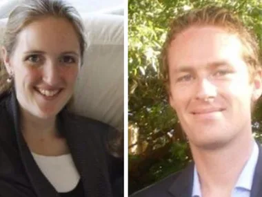 Two smiling individuals in separate headshots: a woman on the left and a man on the right, with greenery in the background.