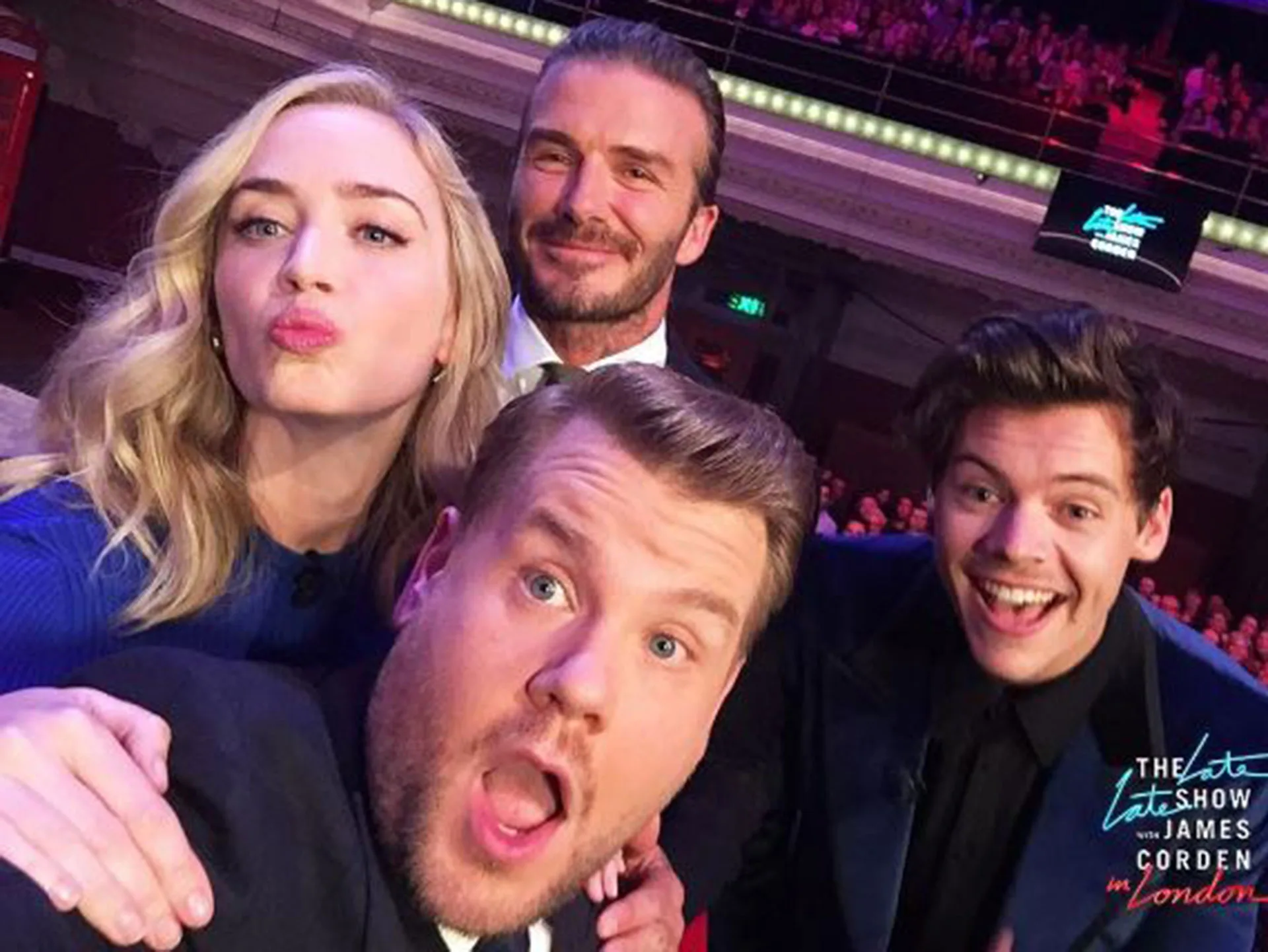 Emily Blunt, Harry Styles, James Corden and David Beckham