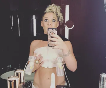 Pink shares pic pumping breast milk backstage