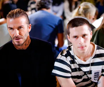 David and Brooklyn Beckham in NYC to support Victoria