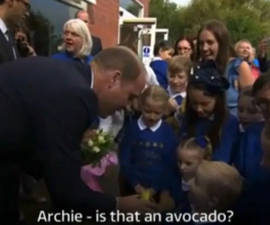Prince William being gifted an avocado