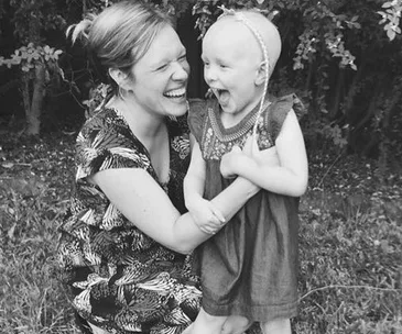 Evie Weir with her mum Sarah Weir