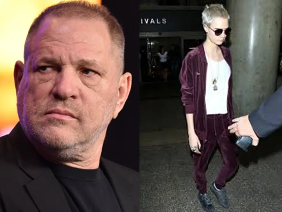 Alt text: "Two individuals, one in a suit looking aside, and another in sunglasses walking in casual attire."