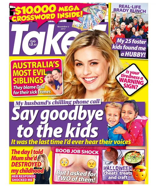 Cover of Take 5 magazine, Issue 44, featuring headlines on true stories, a woman's smiling portrait, and a crossword puzzle.