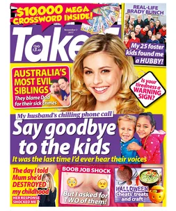 Cover of Take 5 magazine, Issue 44, featuring headlines on true stories, a woman's smiling portrait, and a crossword puzzle.
