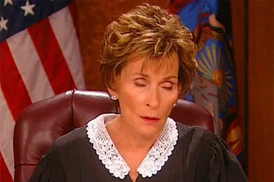 Judge Judy rolling her eyes at vampire friends