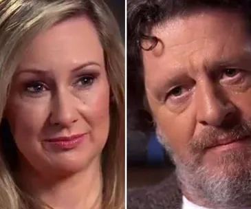 Portraits of two individuals in a split screen interview setting.