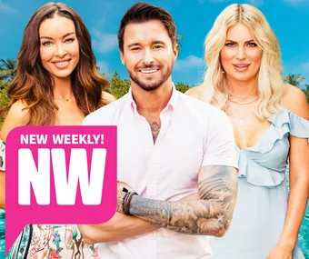 Three smiling individuals in front of tropical scenery with an NW magazine logo in the corner.