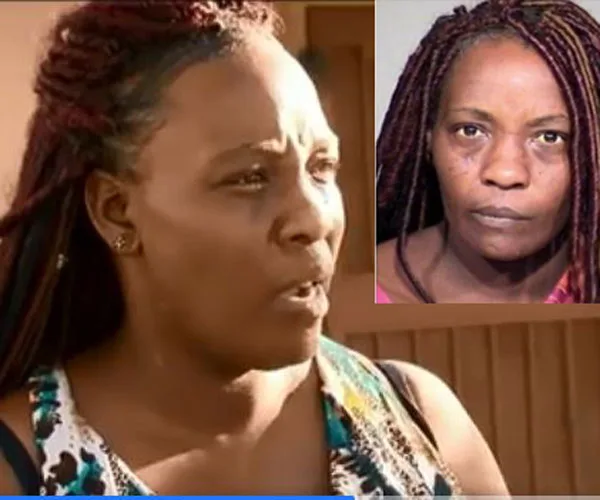 Mother speaking seriously with inset showing her in different lighting and expression.