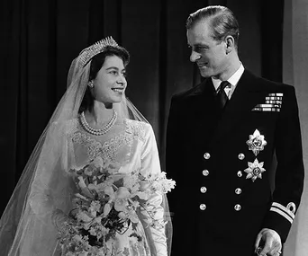 Princess Elizabeth, later Queen Elizabeth II with her husband Philip, Duke of Edinburgh, after their marriage, 1947.