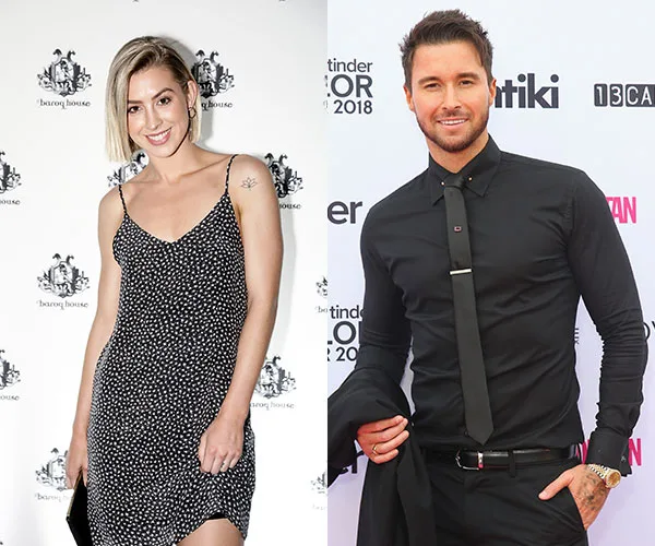 Two individuals in separate images; one woman in a dotted dress, one man in a black suit at a formal event.