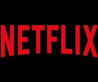 Netflix logo in bold red letters on a black background.