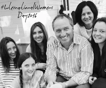 Five people smiling together, with "#InternationalWomensDay2016" written on the photo.