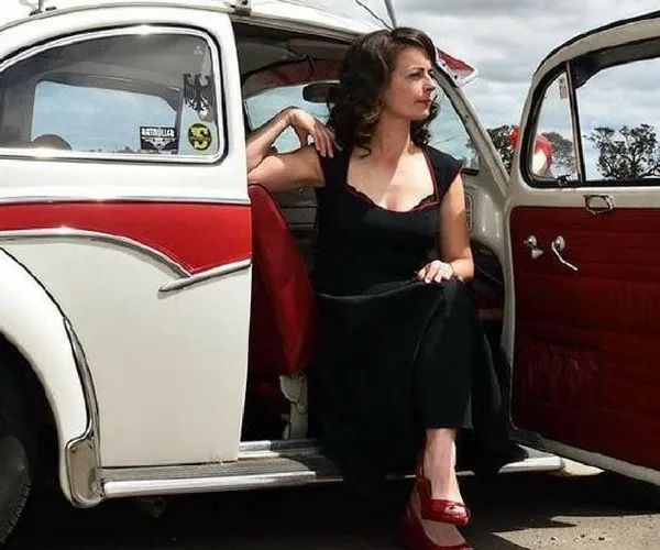 Joanne Finch sitting in car
