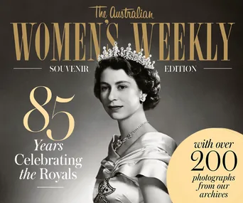 Cover of The Australian Women's Weekly with a royal portrait celebrating 85 years with over 200 archival photos.