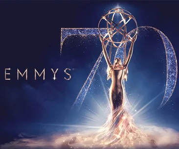 70th Emmy Awards logo with a golden statuette against a blue background.