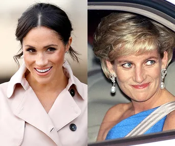 "Two women are shown side by side; the one on the left smiling, wearing a light coat, and the one on the right in a car, in an elegant outfit."