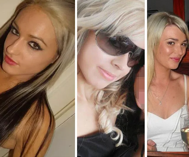 Three women with blonde hair in side-by-side portraits, each wearing different outfits and accessories.