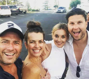 Karl Stefanovic and Jasmine Yarbrough share happy snaps from their Yamba holiday