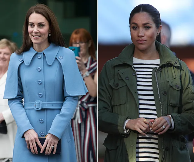 Two women, one in a blue coat and another in an olive green jacket, standing in separate outdoor settings.