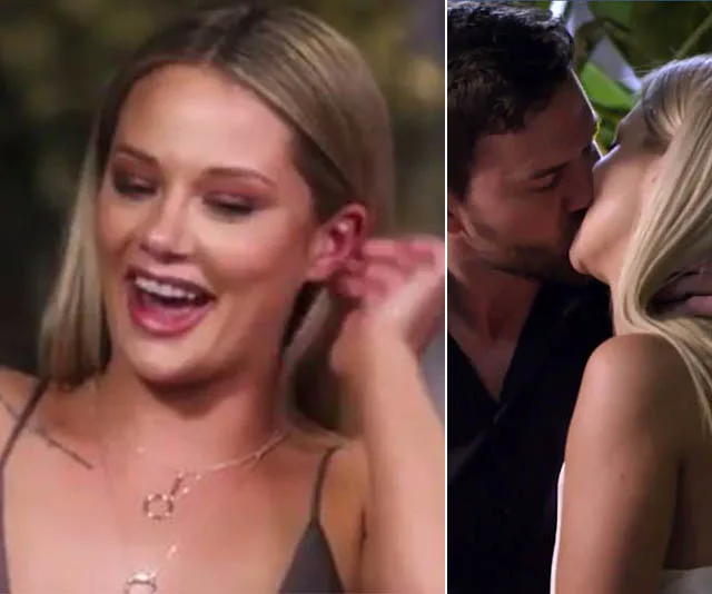 Jessika smiling and later kissing Dan on Married at First Sight.